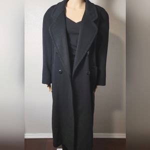 Vintage Ashley Scott Long Black Wool Coat Size Large